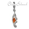 Glitzerschmuck Charm Leguan orange Schmuck mit Zirkonia Kristallen in 925 Sterling Silber - Silber Dream Charms - GSC535O