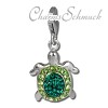 Glitzerschmuck Charm Schildkröte grün Schmuck mit Zirkonia Kristallen - Silber Dream Charms - GSC536G