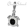 Glitzerschmuck Charm Schildkröte schwarz Schmuck mit Zirkonia Kristallen - Silber Dream Charms - GSC536S