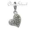 Glitzerschmuck Charm Herz weiß Schmuck mit Zirkonia Kristallen - Silber Dream Charms - GSC543W