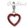 Glitzerschmuck Charm Herz offen rot Schmuck mit Zirkonia Kristallen - Silber Dream Charms - GSC544R
