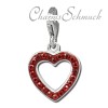 Glitzerschmuck Charm Herz offen rot Schmuck mit Zirkonia Kristallen - Silber Dream Charms - GSC544R