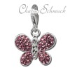 Glitzerschmuck Charm Schmetterling rosa Schmuck mit Zirkonia Kristallen - Silber Dream Charms - GSC546A