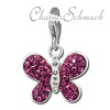 Glitzerschmuck Charm Schmetterling fuchsia Schmuck mit Zirkonia Kristallen - Silber Dream Charms - GSC546P