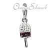 Glitzerschmuck Charm Eis am Stiel Schmuck mit Zirkonia Kristallen - Silber Dream Charms - GSC547V