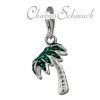 Glitzerschmuck Charm 3D Palme grün Schmuck mit Zirkonia Kristallen - Silber Dream Charms - GSC548G