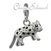 Glitzerschmuck Charm Bengal Katze Schmuck mit Zirkonia Kristallen Anhänger - Silber Dream Charms - GSC550W