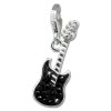 Glitzerschmuck Charm E- Gitarre schwarz Schmuck mit Zirkonia Kristallen - Silber Dream Charms - GSC552S