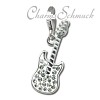 Glitzerschmuck Charm E- Gitarre weiß Schmuck mit Zirkonia Kristallen - Silber Dream Charms - GSC552W