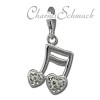 Glitzerschmuck Charm Doppelnote Herz weiß Schmuck mit Zirkonia Kristallen - Silber Dream Charms - GSC553W