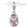 Glitzerschmuck Charm Babyschuh rosa Schmuck mit Zirkonia Kristallen - Silber Dream Charms - GSC554A