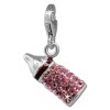 Glitzerschmuck Charm Nuckelflasche rosa Schmuck mit Zirkonia Kristallen - Silber Dream Charms - GSC555A