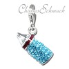 Glitzerschmuck Charm Nuckelflasche hellblau Schmuck mit Zirkonia Kristallen - Silber Dream Charms - GSC555H