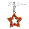 Glitzerschmuck Charm Stern offen orange Schmuck mit Zirkonia Kristallen - Silber Dream Charms - GSC556O