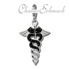 Glitzerschmuck Charm Hermesstab schwarz Schmuck mit Zirkonia Kristallen - Silber Dream Charms - GSC557S