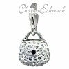 Glitzerschmuck Charm Tasche klein weiß Schmuck mit Zirkonia Kristallen - Silber Dream Charms - GSC558W