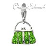 Glitzerschmuck Charm Tasche groß hellgrün Schmuck mit Zirkonia Kristallen - Silber Dream Charms - GSC559L