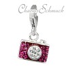 Glitzerschmuck Charm Fotoapparat fuchsia Schmuck mit Zirkonia Kristallen - Silber Dream Charms - GSC560P