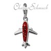 Glitzerschmuck Charm Flugzeug rot Schmuck mit Zirkonia Kristallen - Silber Dream Charms - GSC561R