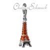 Glitzerschmuck Charm Eiffelturm orange Schmuck mit Zirkonia Kristallen - Silber Dream Charms - GSC562O