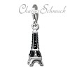 Glitzerschmuck Charm Eiffelturm schwarz Schmuck mit Zirkonia Kristallen - Silber Dream Charms - GSC562S