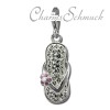 Glitzerschmuck Charm Flipflop Blume weiß Schmuck mit Zirkonia Kristallen - Silber Dream Charms - GSC563W