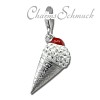 Glitzerschmuck Charm Eistüte weiß Schmuck mit Zirkonia Kristallen Anhänger - Silber Dream Charms - GSC567W