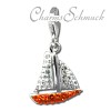 Glitzerschmuck Charm Segelboot orange Schmuck mit Zirkonia Kristallen - Silber Dream Charms - GSC569O