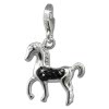 Glitzerschmuck Charm Pferd schwarz Schmuck mit Zirkonia Kristallen Anhänger - Silber Dream Charms - GSC570S