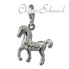 Glitzerschmuck Charm Pferd weiß Schmuck mit Zirkonia Kristallen Anhänger - Silber Dream Charms - GSC570W