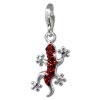 Glitzerschmuck Charm Gecko rot Schmuck mit Zirkonia Kristallen Anhänger - Silber Dream Charms - GSC571R