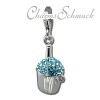 Glitzerschmuck Charm Sektkühler hellblau Schmuck mit Zirkonia Kristallen - Silber Dream Charms - GSC573H