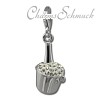 Glitzerschmuck Charm Sektkühler weiß Schmuck mit Zirkonia Kristallen - Silber Dream Charms - GSC573W