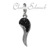 Glitzerschmuck Charm Flügel schwarz Schmuck mit Zirkonia Kristallen - Silber Dream Charms - GSC574S