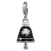 Glitzerschmuck Charm Glocke schwarz Schmuck mit Zirkonia Kristallen - Silber Dream Charms - GSC575S