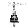 Glitzerschmuck Charm Glocke schwarz Schmuck mit Zirkonia Kristallen - Silber Dream Charms - GSC575S