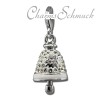 Glitzerschmuck Charm Glocke weiß Schmuck mit Zirkonia Kristallen - Silber Dream Charms - GSC575W