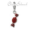 Glitzerschmuck Charm Bonbon rot Schmuck mit Zirkonia Kristallen Anhänger - Silber Dream Charms - GSC576R