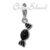 Glitzerschmuck Charm Bonbon schwarz Schmuck mit Zirkonia Kristallen - Silber Dream Charms - GSC576S