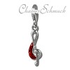 Glitzerschmuck Charm Notenschlüssel rot Schmuck mit Zirkonia Kristallen - Silber Dream Charms - GSC578R