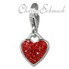 Glitzerschmuck Charm Herz rot Schmuck mit Zirkonia Kristallen - Silber Dream Charms - GSC581R