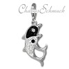 Glitzerschmuck Charm Delfin- Paar weiß Schmuck mit Zirkonia Kristallen - Silber Dream Charms - GSC582W