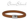 Nappa Leder Armband cognac mit in 925 Sterling Silber Verschluss - Silber Dream Charms - LS0641