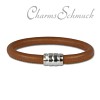 Nappa Leder Armband cognac mit in 925 Sterling Silber Verschluss - Silber Dream Charms - LS0642