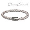 Leder Armband weiß 20cm mit Edelstahl Verschluss - Silber Dream Charms - LS1522