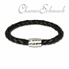 Leder Armband schwarz mit Edelstahl Verschluss - Silber Dream Charms - LS1803