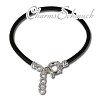 Nappa Leder Armband schwarz mit in 925 Sterling Silber Verschluss - Silber Dream Charms - LS2401