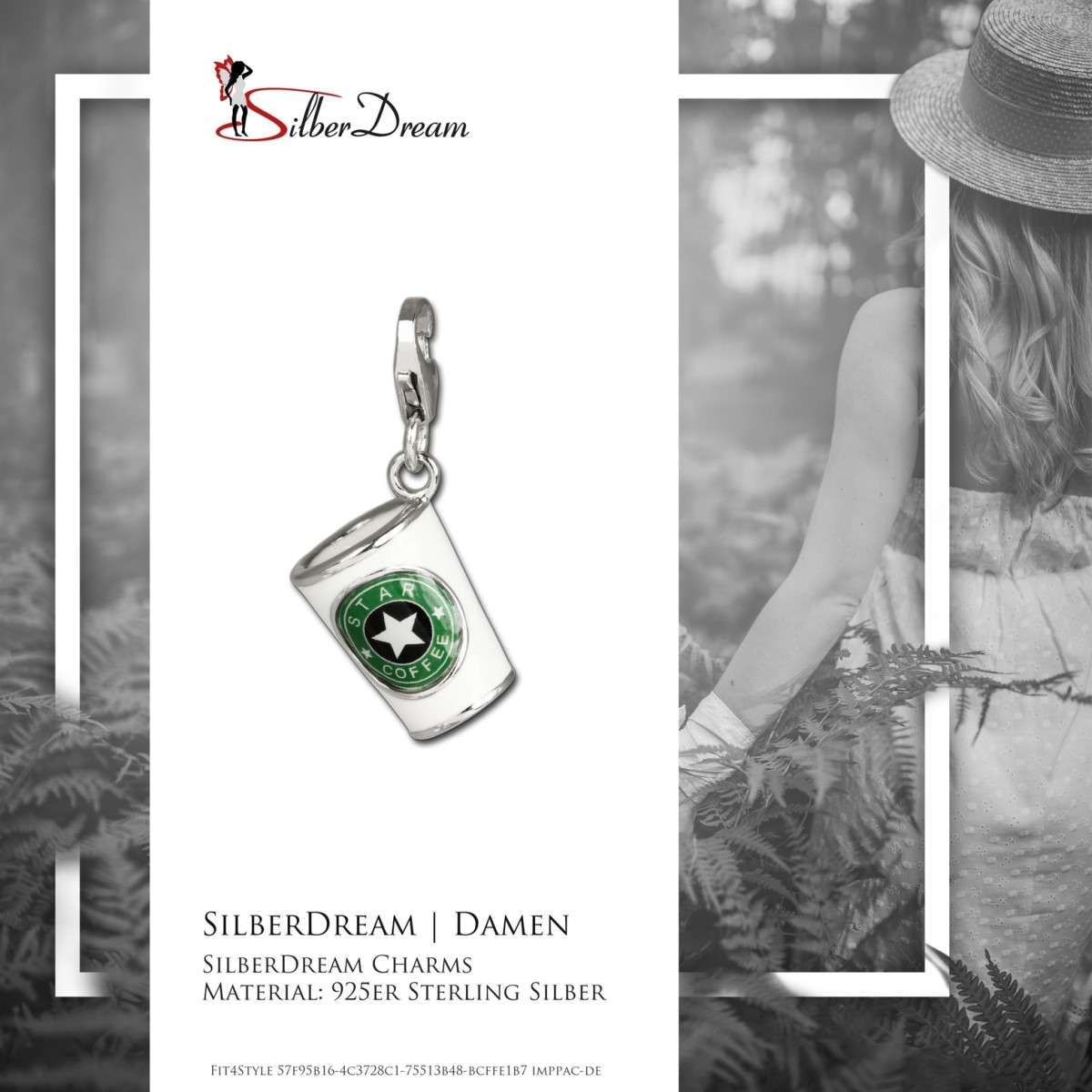 SilberDream Charm Kaffeebecher wei 925 Silber Armband Anh nger FC666