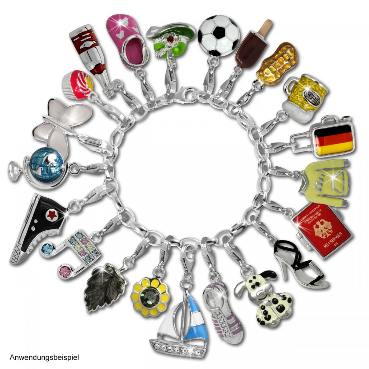 SilberDream Charm Note bunt 925er Silber Armband Anhänger FC882F