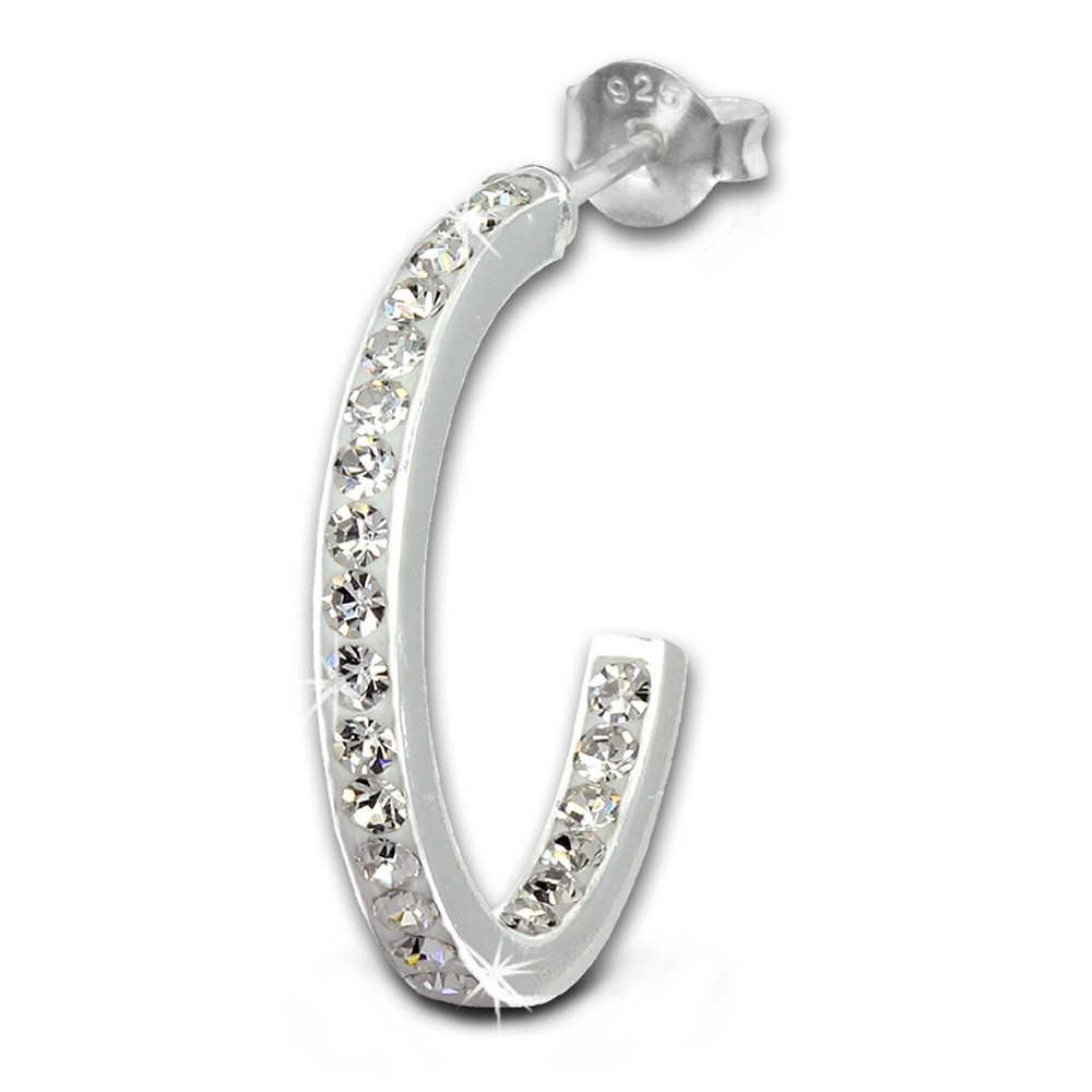 SilberDream Ohrringe Glitzer Creole weiß Zirkonia 925 Silber SDO8701W 